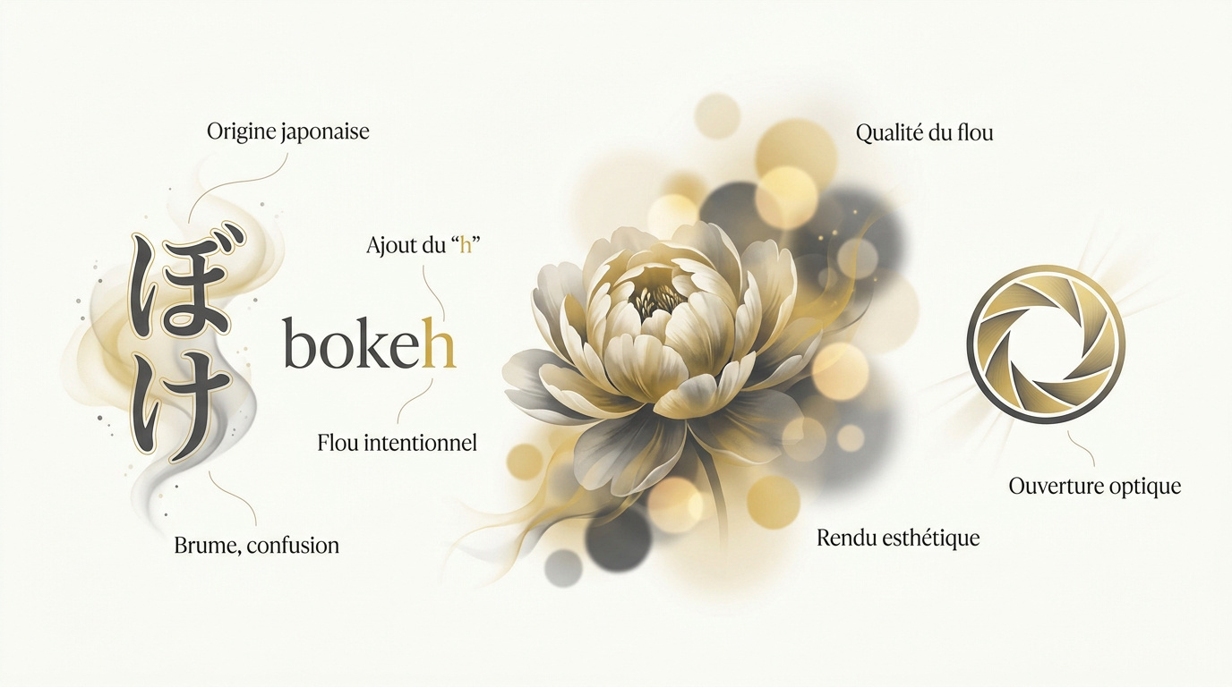 Illustration de l'effet bokeh avec des points lumineux flous en arrière-plan
