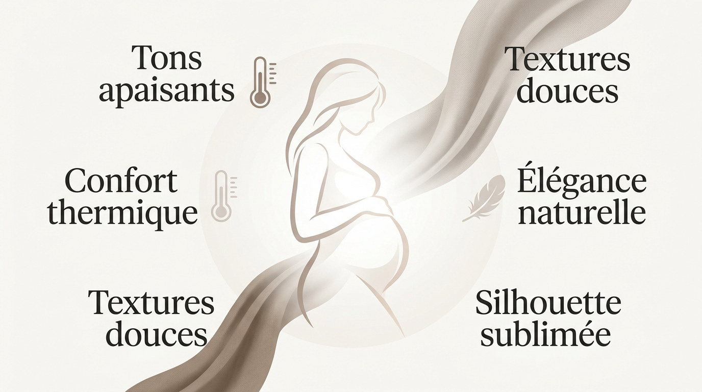 Séance photo maternité avec fond studio élégant et voilages doux