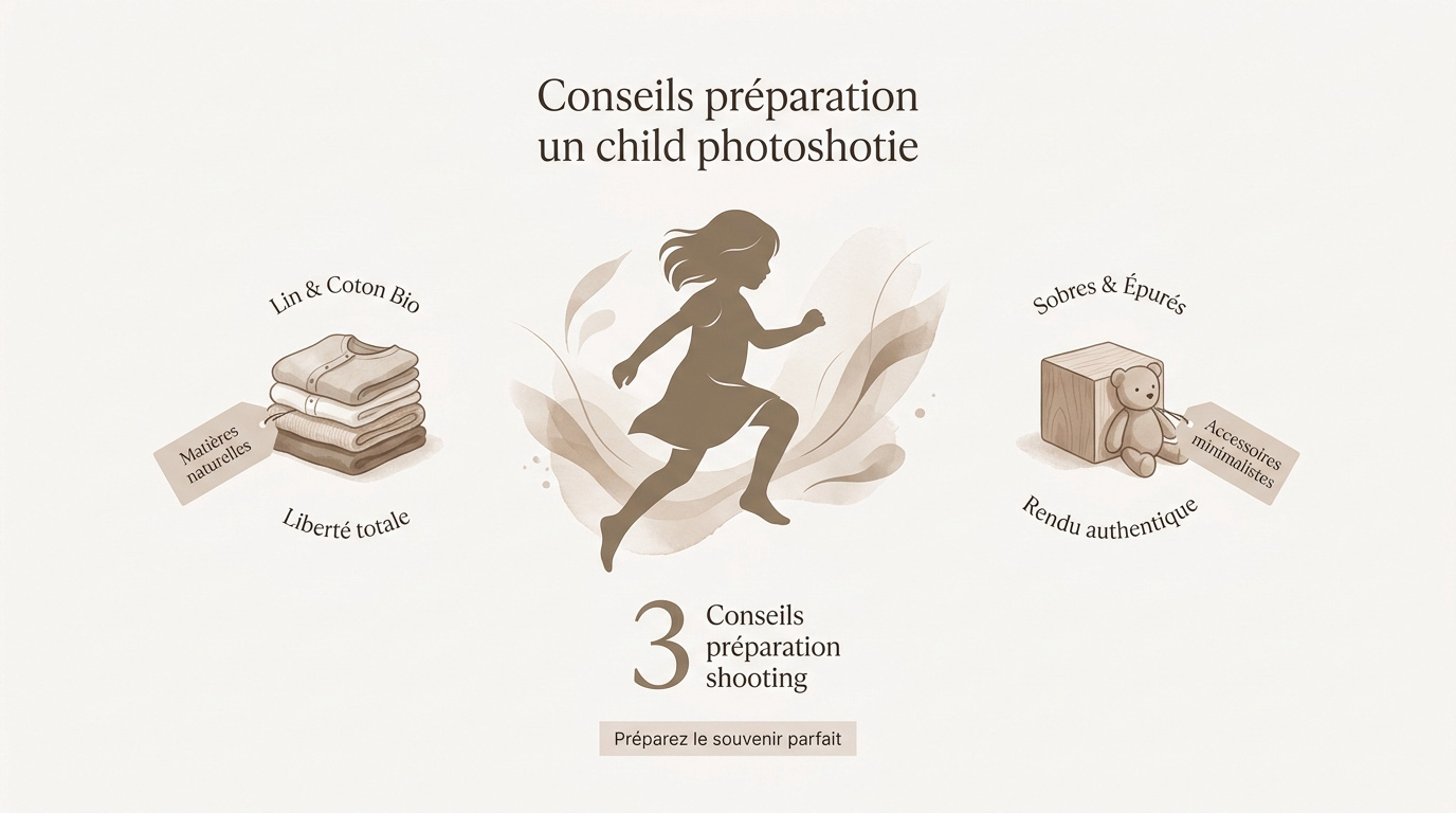 Bébé assis souriant lors d'une séance photo en studio avec décor minimaliste
