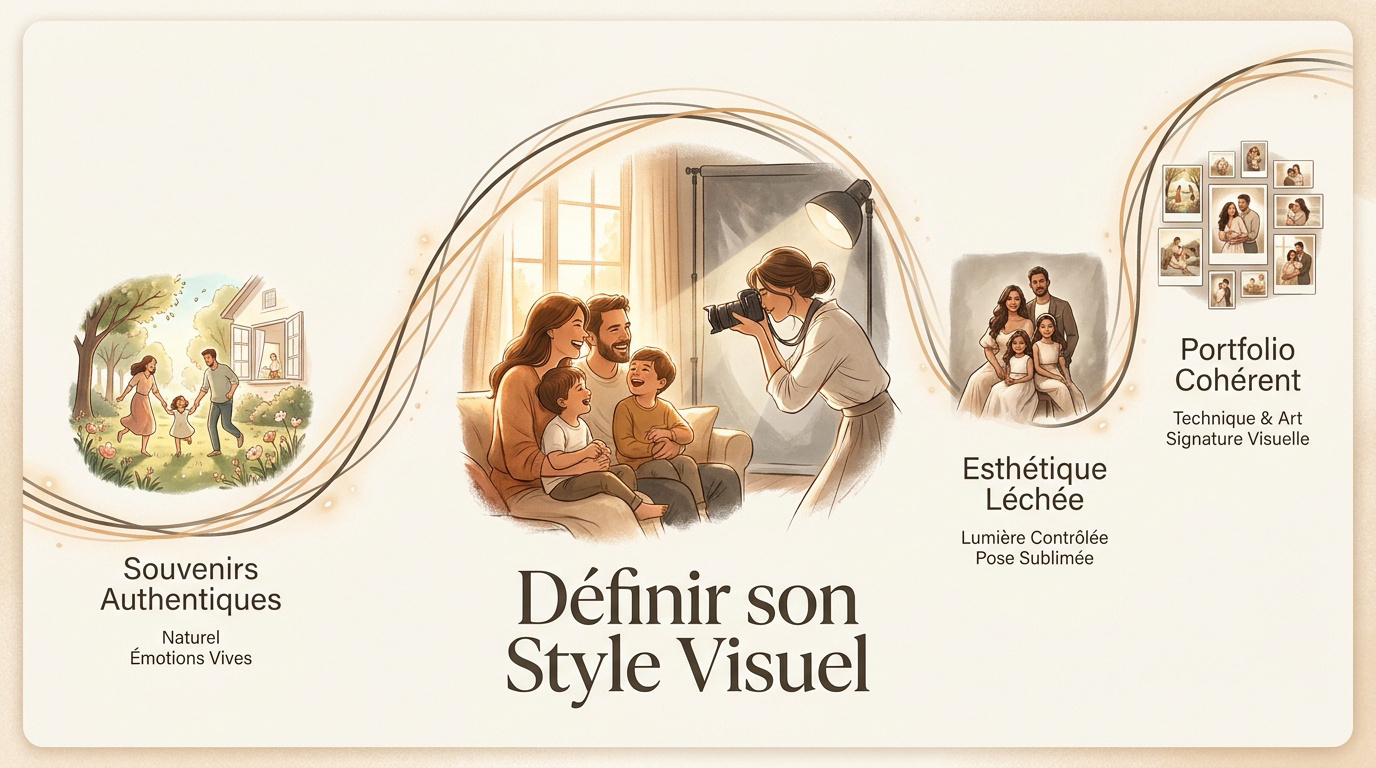 Séance photo de famille en extérieur illustrant le style lifestyle et naturel