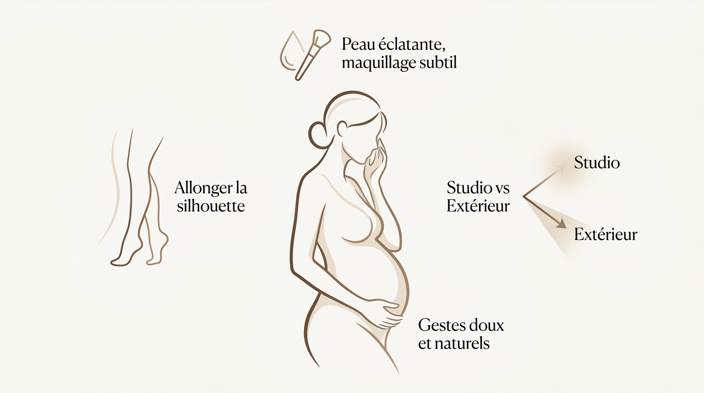 Future maman posant avec élégance pour mettre en valeur ses courbes de grossesse