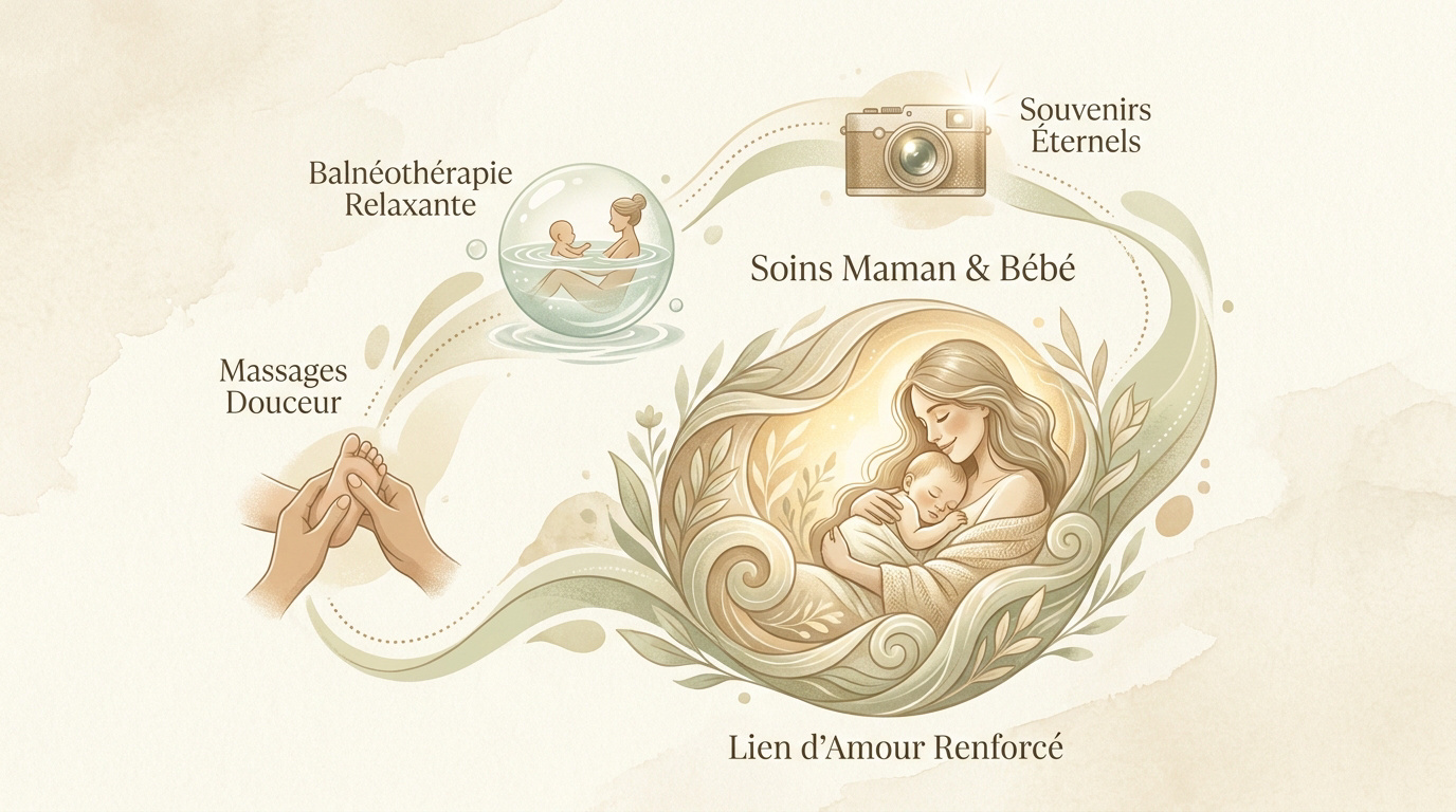 Séance de soin et de sérénité pour maman et son bébé en studio