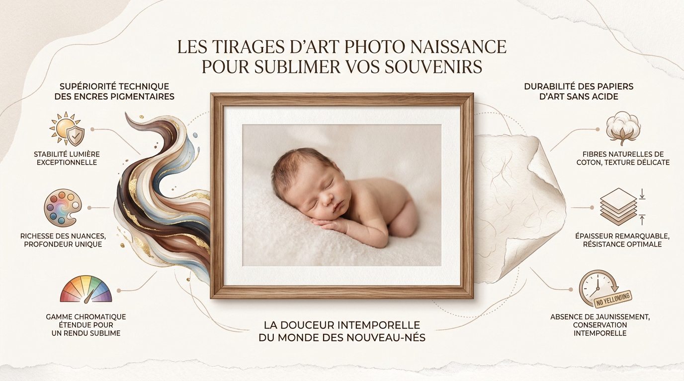 Tirages d'art photo naissance sur papier coton haute qualité