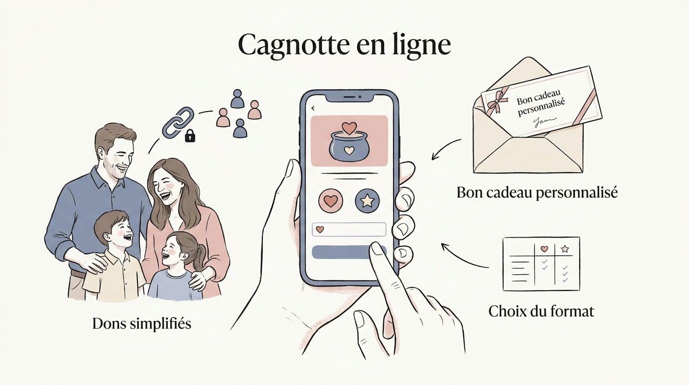 Cagnotte en ligne pour cadeau de naissance commun et séance photo