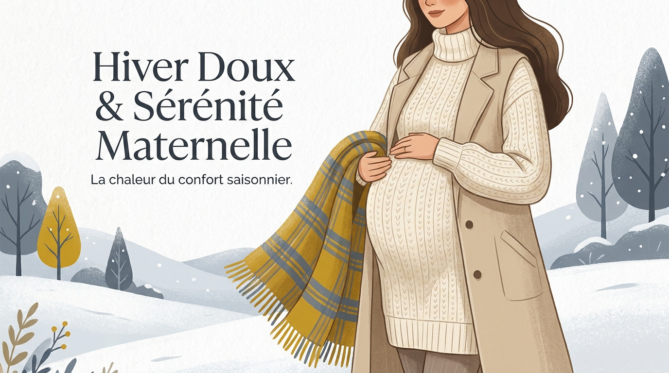Future maman en tenue de maille pour sa séance photo de grossesse hivernale