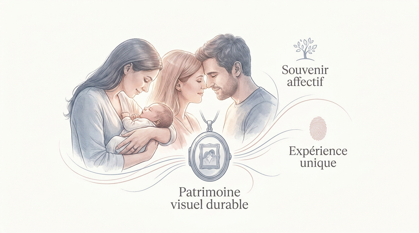 Séance photo nouveau-né en studio pour créer un patrimoine familial durable