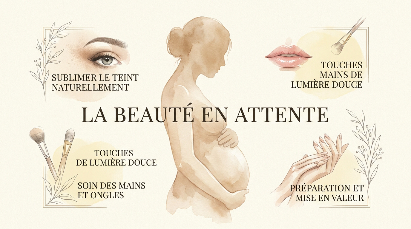 Future maman se préparant pour sa séance photo de grossesse en studio