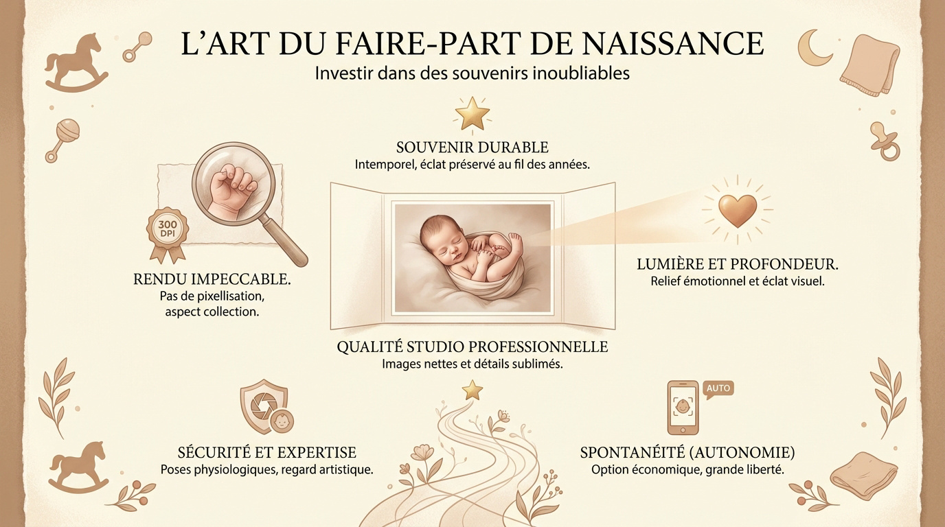 Faire-part de naissance avec photo de studio professionnelle