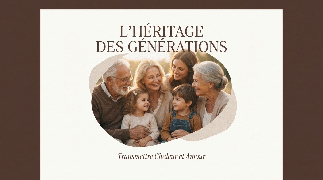 Portrait intergénérationnel montrant la complicité entre des grands-parents et leurs petits-enfants en studio