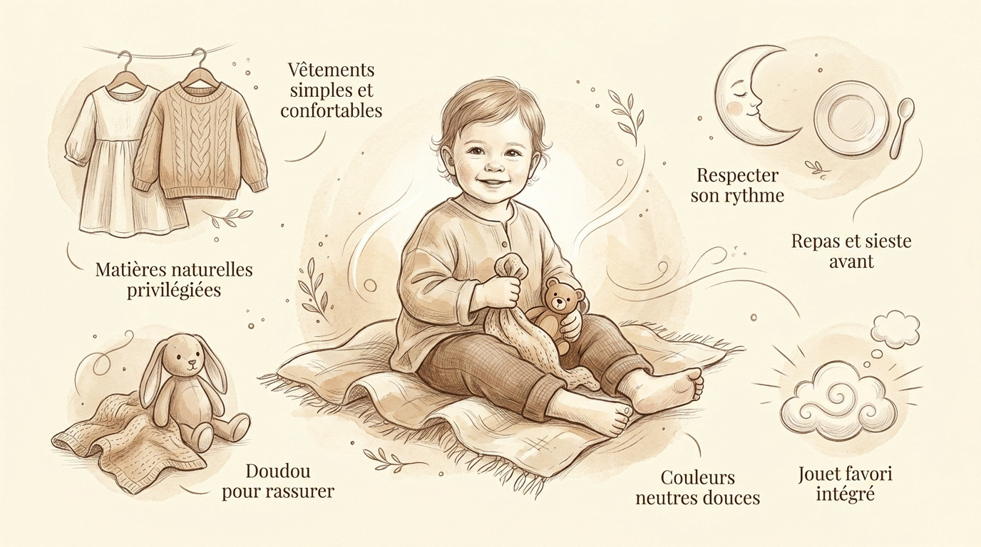Bébé de six mois souriant lors d'une séance photo en studio