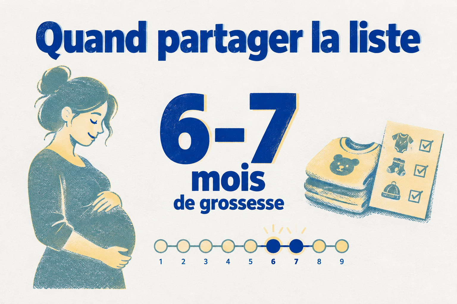 La liste de naissance peut être partagée au sixième ou au septième mois de grossesse, une fois les essentiels choisis.