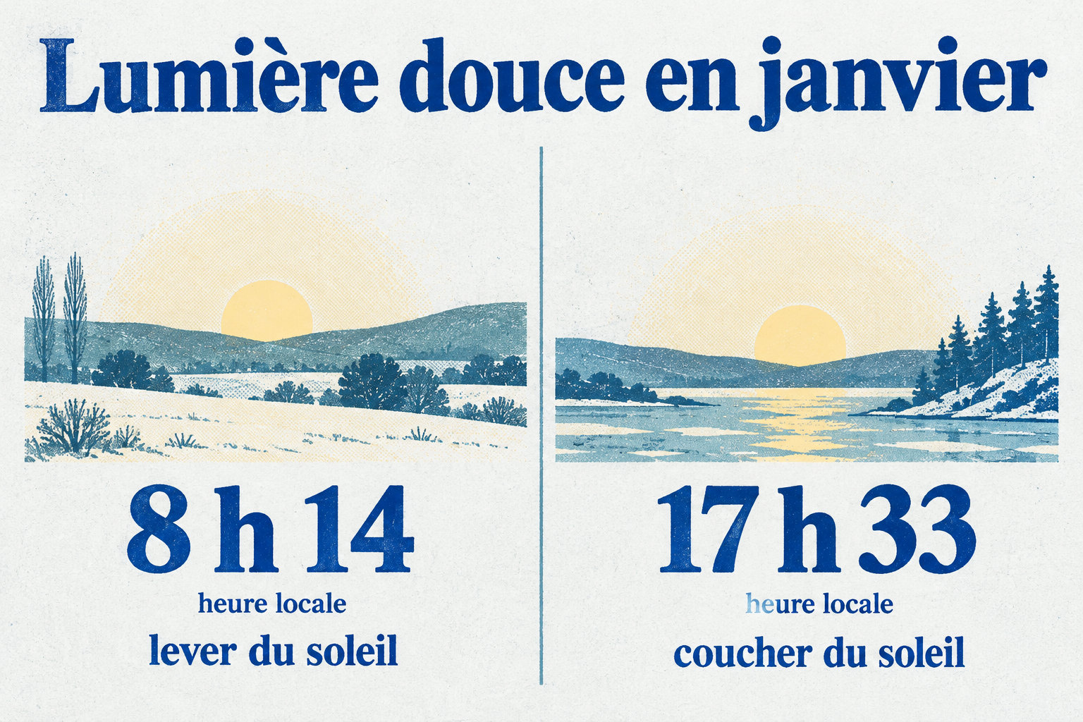À Montpellier en janvier, le soleil se lève vers 8 h 14 et se couche vers 17 h 33.