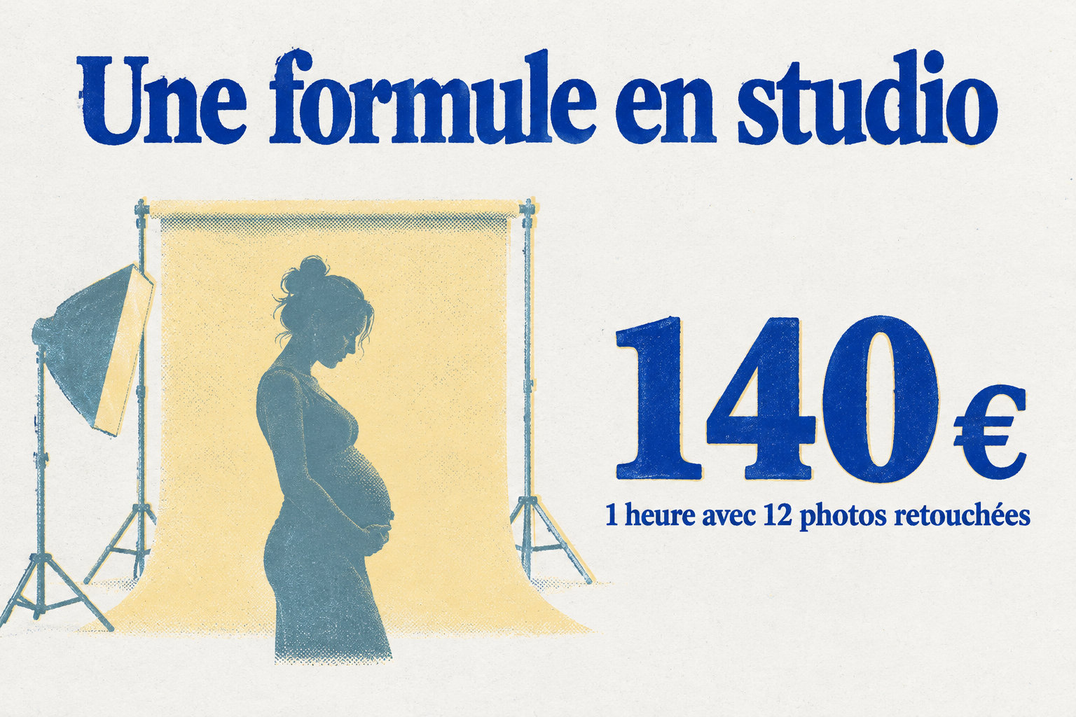 Un exemple local de formule en studio à Montpellier coûte 140 € pour une heure et 12 photos retouchées.